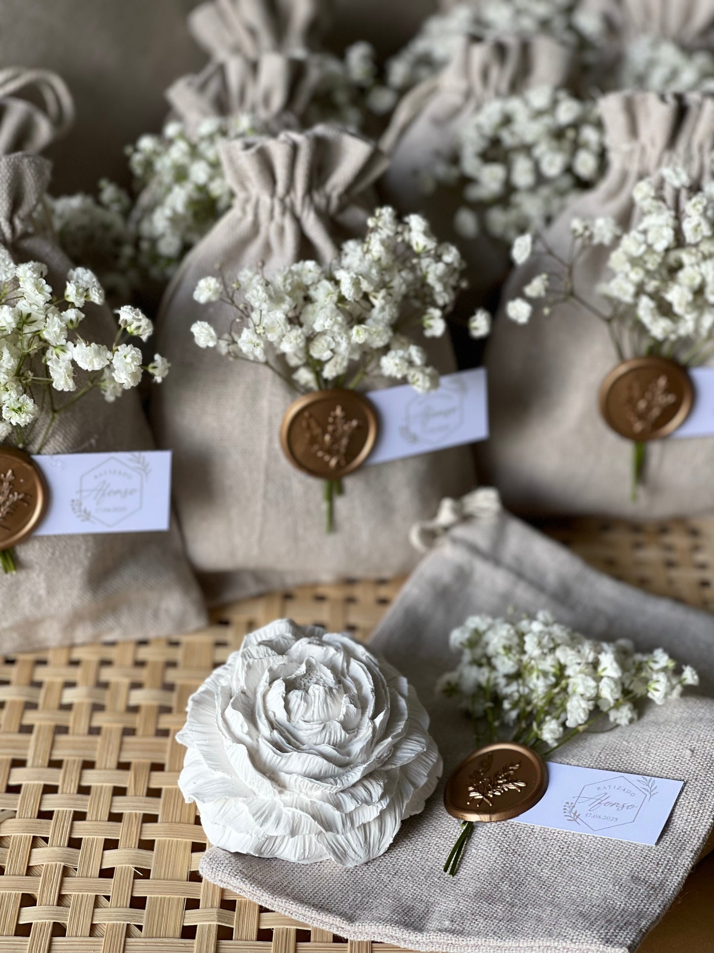 Gesso perfumado - Flor de Peónia com Saco Algodão