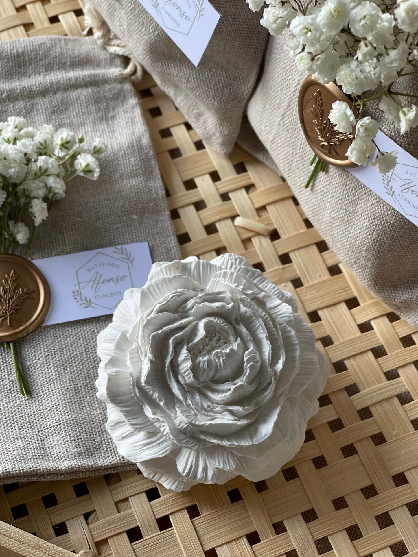 Gesso perfumado - Flor de Peónia com Saco Algodão