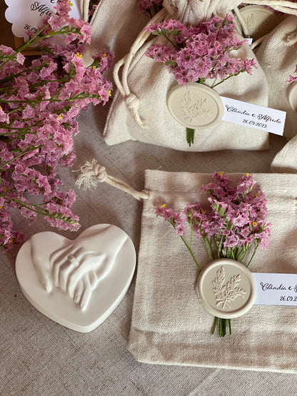 Gesso perfumado - Coração de amor em Saco Algodão