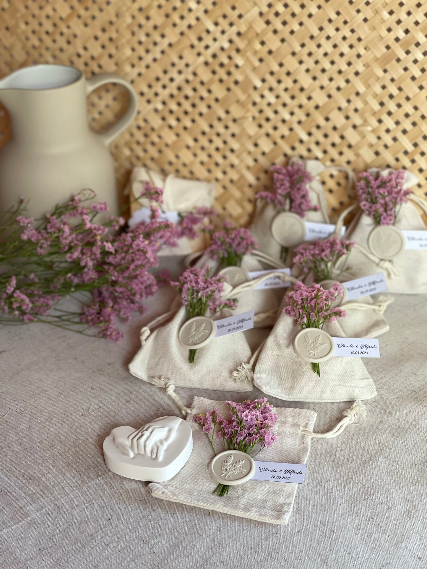 Gesso perfumado - Coração de amor em Saco Algodão