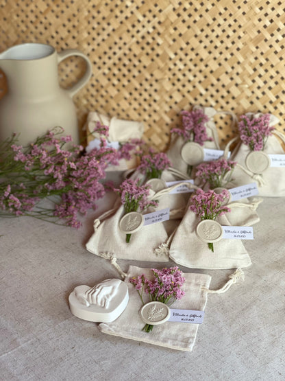 Gesso perfumado - Coração de amor em Saco Algodão