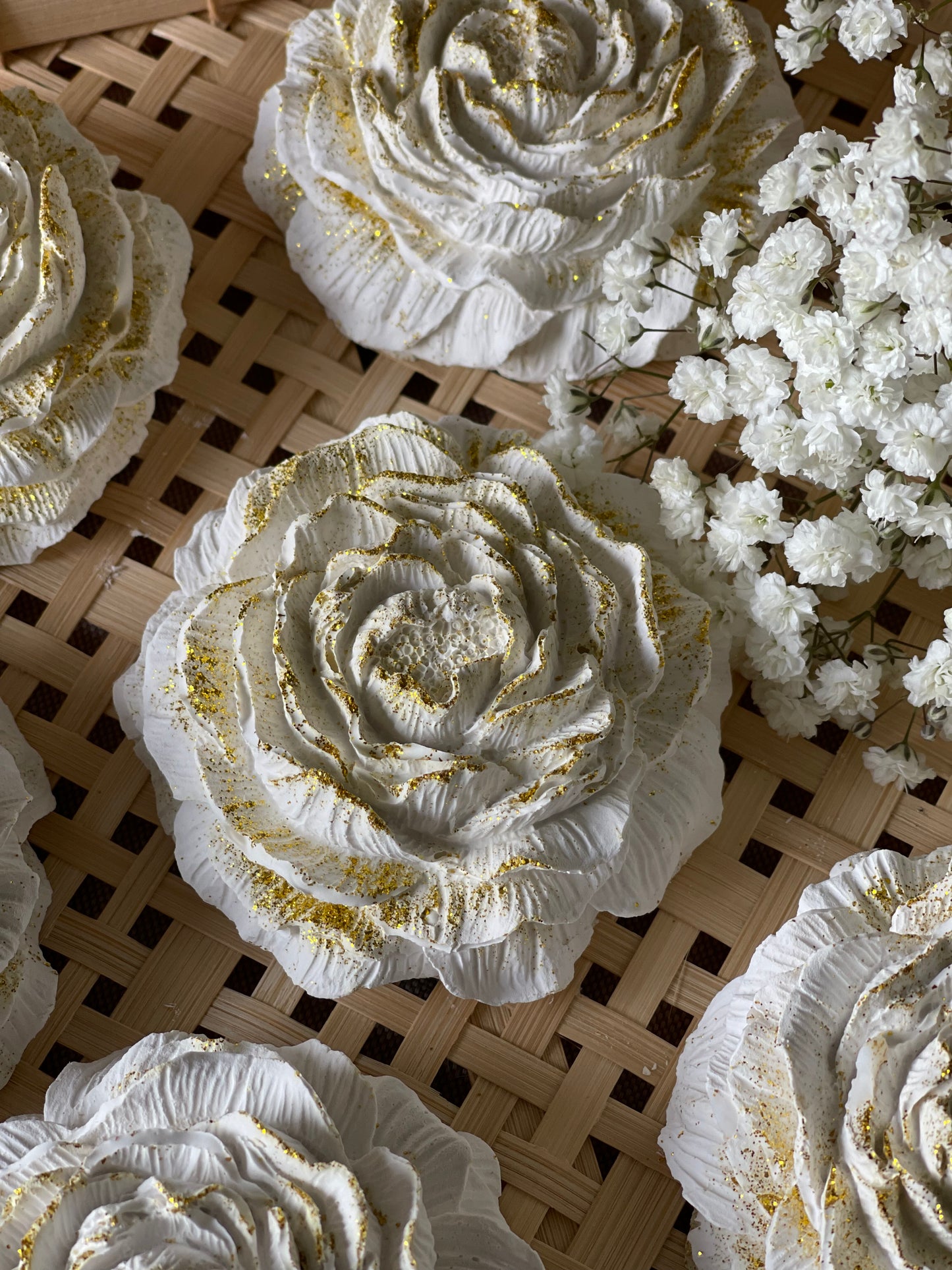 Gesso perfumado - Flor de Peónia com Saco Algodão