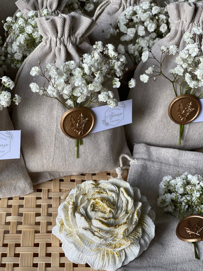 Gesso perfumado - Flor de Peónia com Saco Algodão