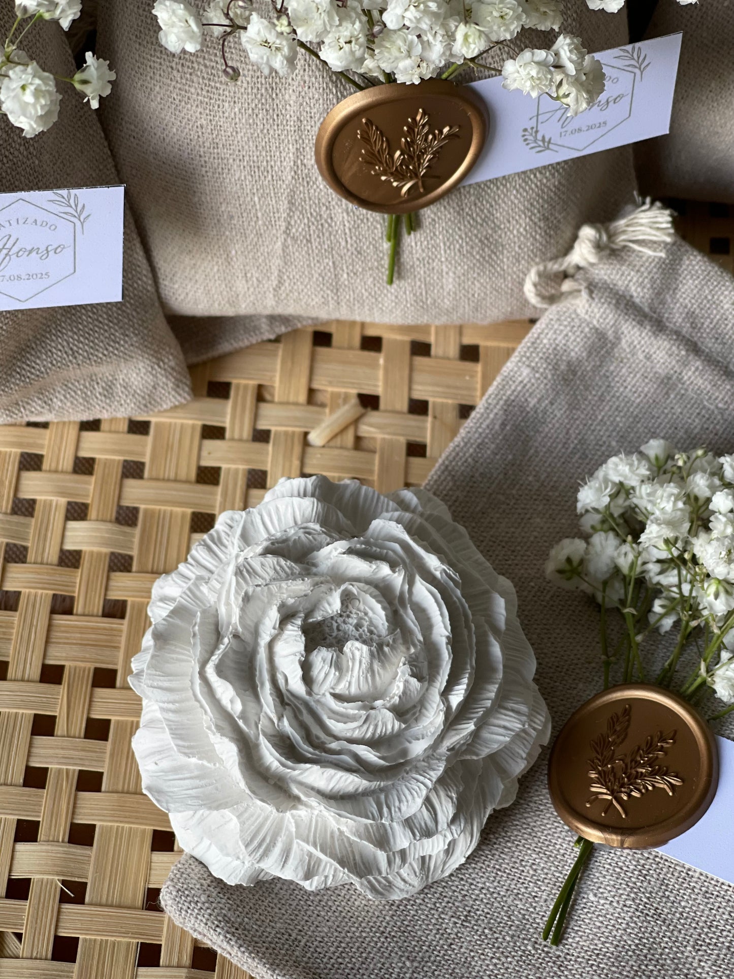 Gesso perfumado - Flor de Peónia com Saco Algodão