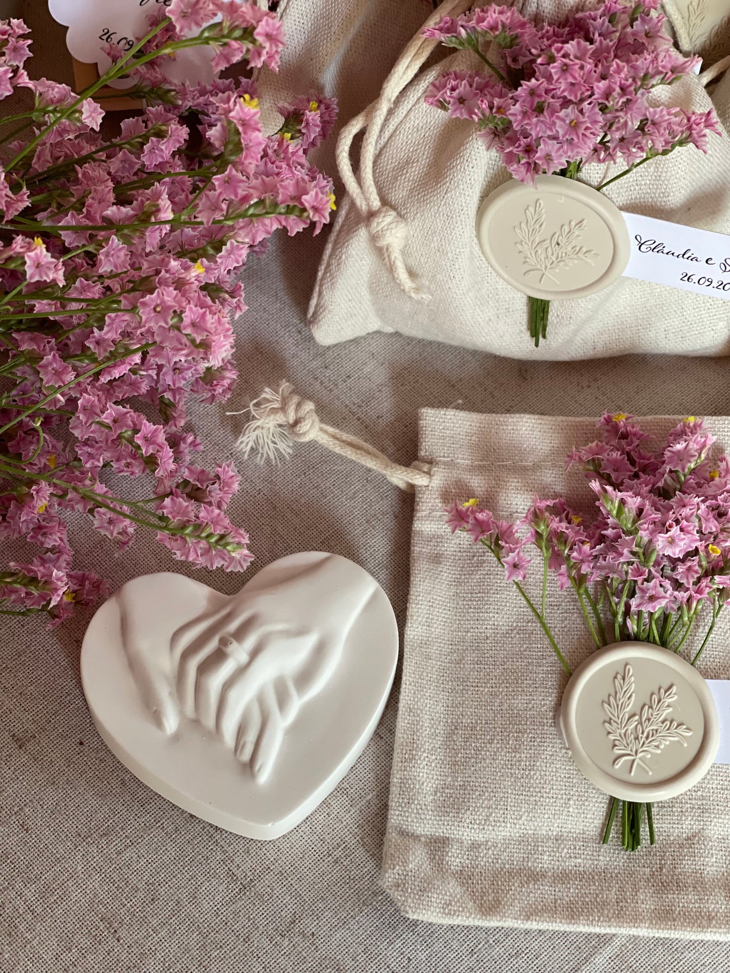 Gesso perfumado - Coração de amor em Saco Algodão