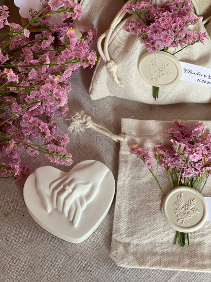 Gesso perfumado - Coração de amor em Saco Algodão