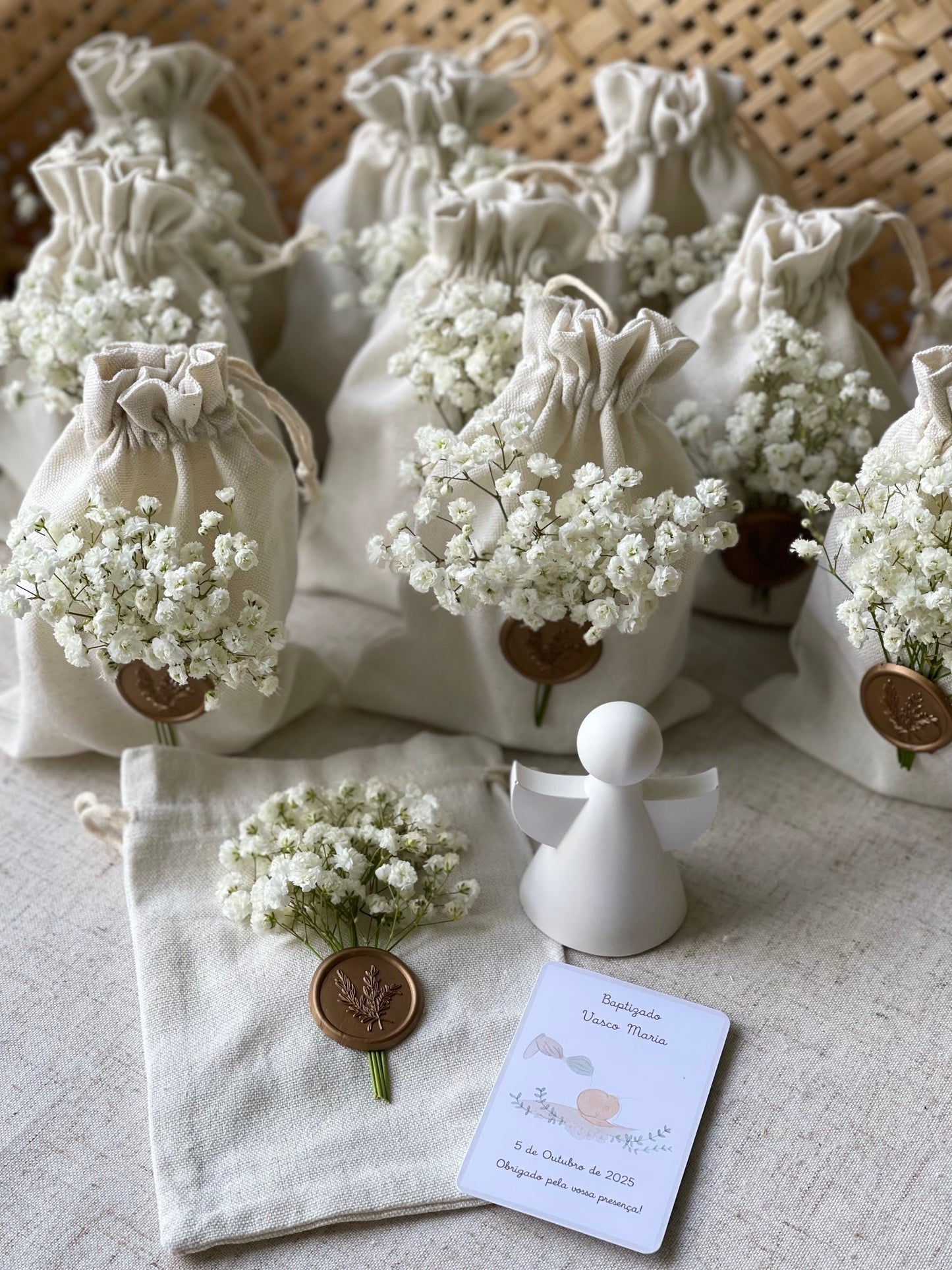 Gesso Perfumado - Anjo em Gesso Perfumado com Saco de Algodão