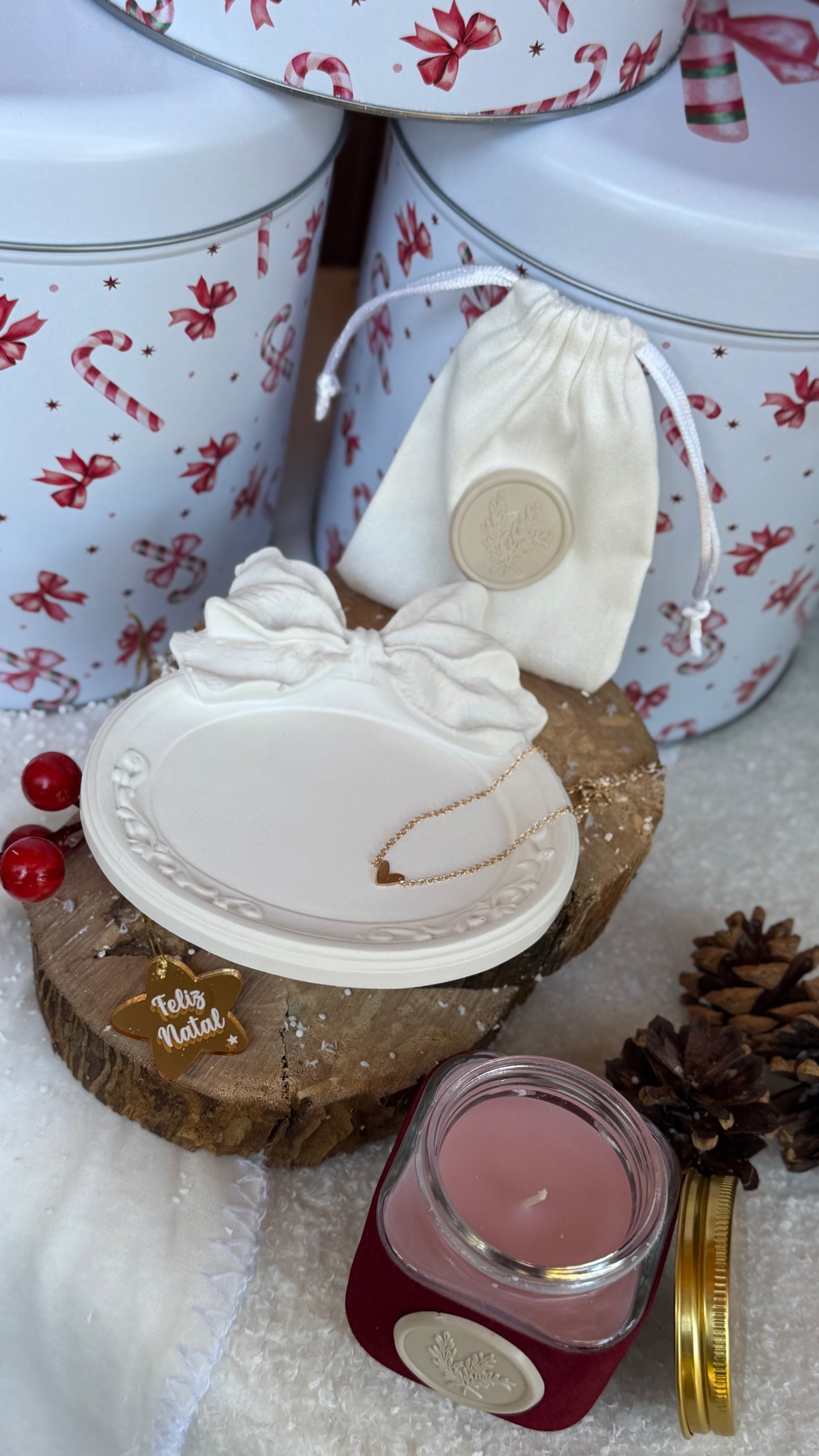 Laços de Natal | Lata Natalícia com Peça Decorativa em Gesso Perfumado