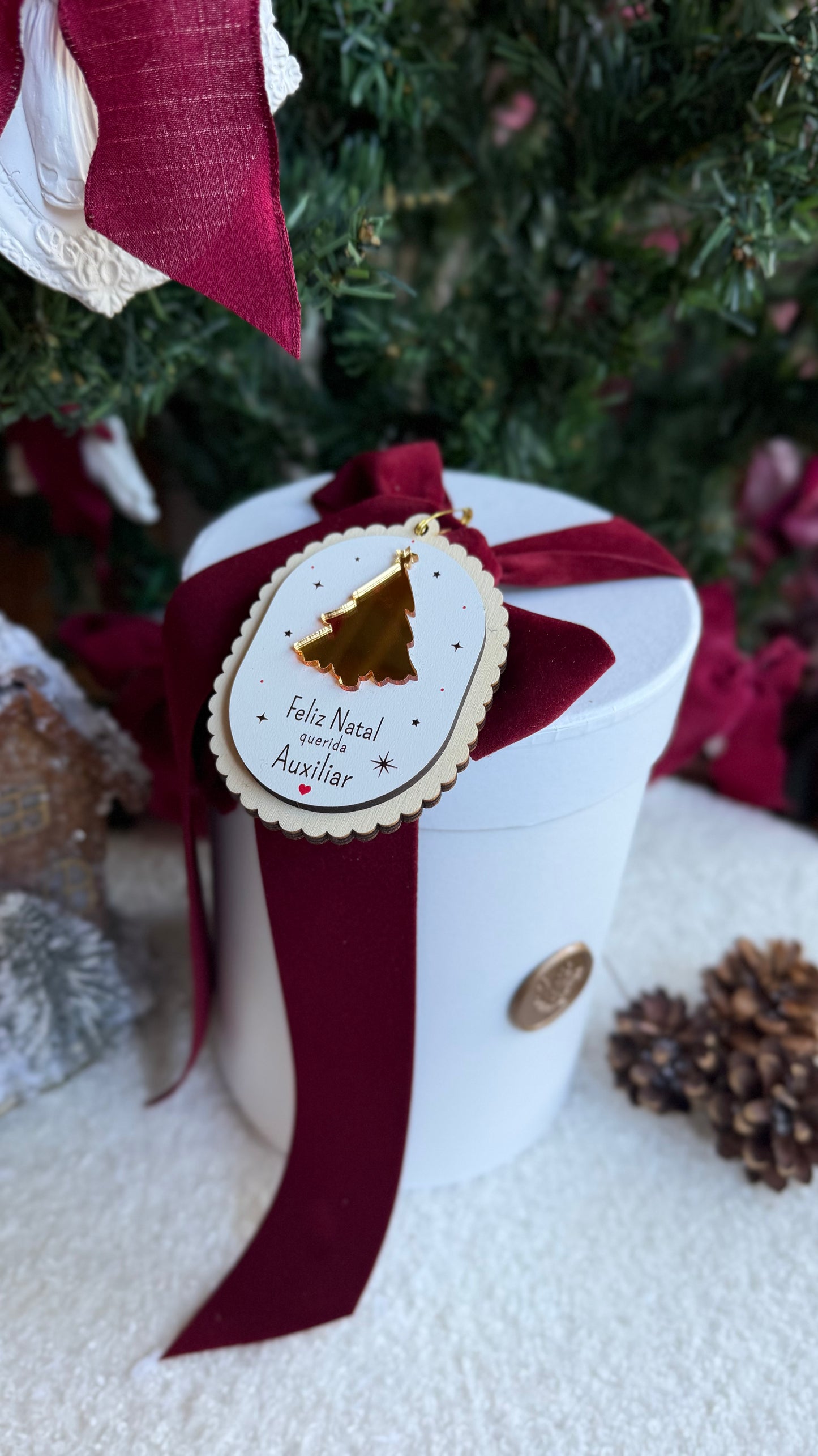 Pérola de Natal | Bola Decorativa em Gesso Perfumado com Caixa Branca