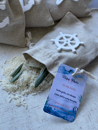 Saco de algodão com arroz - Tema Praia