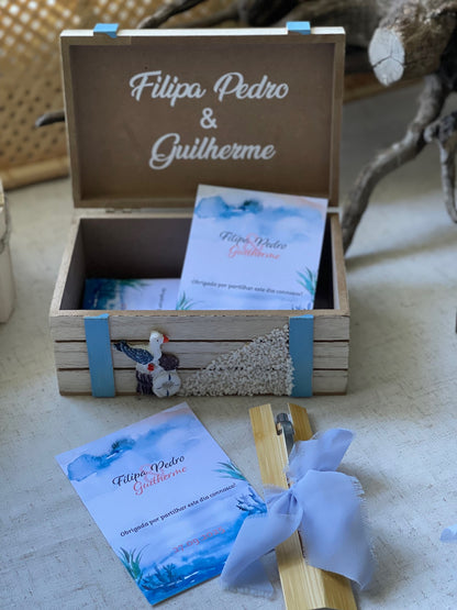 Caixa de Madeira com Cartões - Tema Praia